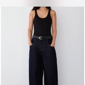 OAK + FORT Dark Blue Wash Barrel Jeans